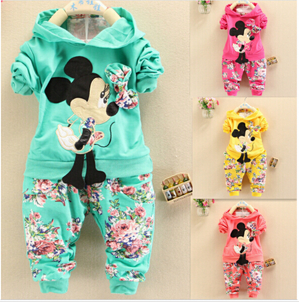 2015 new fashion Spring Autumn baby girls Sport suit set long sleeve children hoodies pants clothes