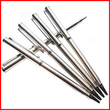 1pcs/lot Rotating metal ballpoint pen stainless steel ball pen steel bar oil pen commercial stationery pen free shipping