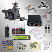 Complete Tattoo kits 8 wrap coils guns machine 1 6oz black tattoo ink sets power supply