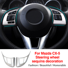 ABS Chrome Steering Wheel Trim Interior Frame Decoration Auto Parts Fit for Mazda CX-5 CX5 AWD 4WD 2012-2014 2pcs per set