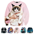 Fashion new Sweatshirt Printing 3D Cat Pattern Unisex Fleeces Hedging Free Size Pink 5 styles