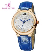 Relojes mujeres 2015 nueva moda cuarzo reloj de cuero ocasional pulsera flor diseño Kimio jewelly reloj