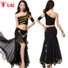 Flying charm belly dance costumes exercise suit sequins sexy single shoulder bag hip skirt suit jacket