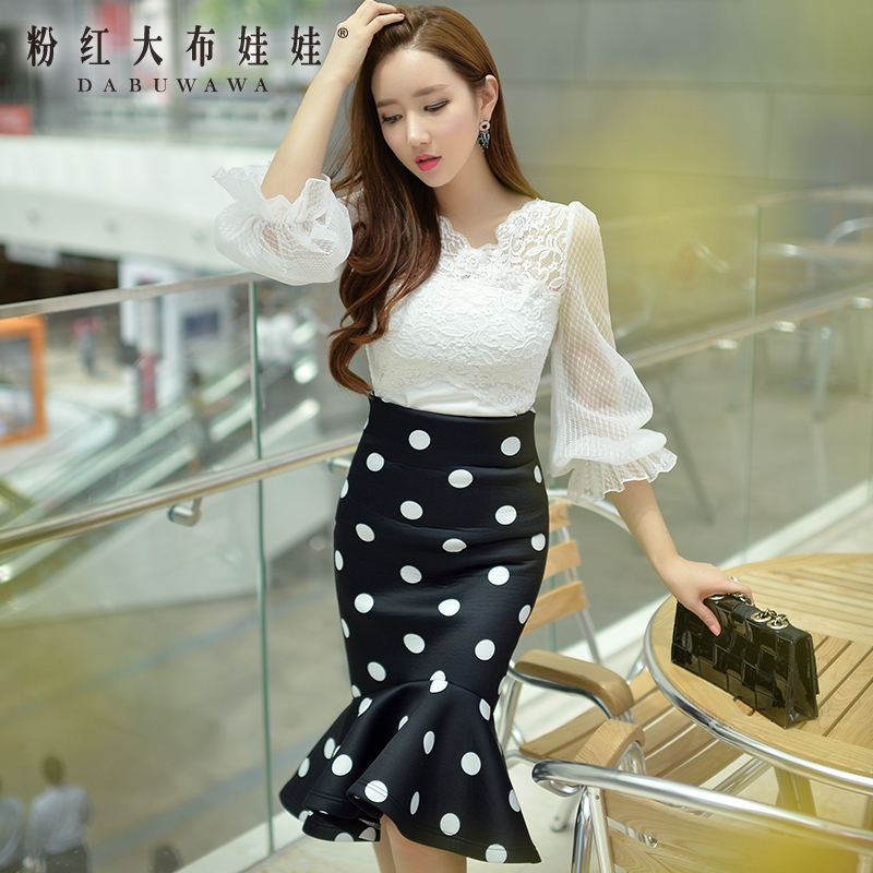 Fishtail skirt Pink Doll 2015 Hitz Korean temperament wave slim package hip skirt skirt