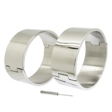 90MM high quality polished shiny stainless steel locking slave ankle cuffs sex restraints bondage toys bdsm