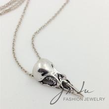 Personalized Vintage Punk Jewelry Necklace Antique Silver Necklace Bird Skull Pendant Necklace Gothic Necklace Free Shipping