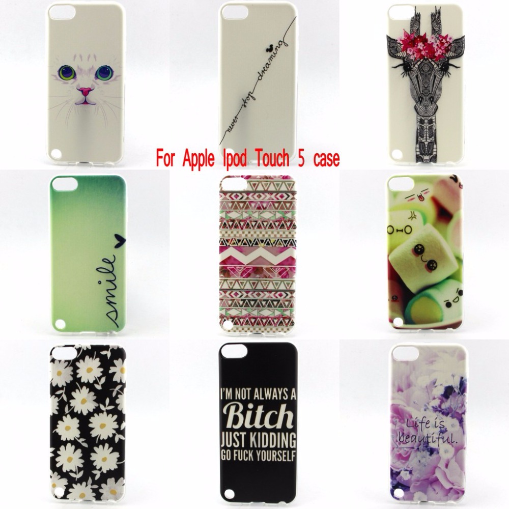 For Apple iPod Touch 5 font b Phone b font Case Thin soft TPU Fashion Painting