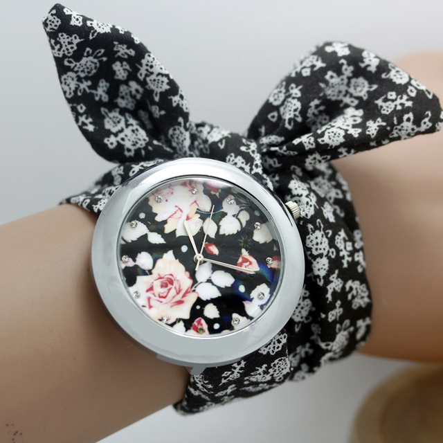 Zegarek damski długa opaska florystyczne wzory wiosenny różne kolory
