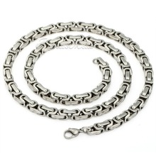 Customize ANY Length 5 6 7mm Wide Byzantine Box Mens Chain Boys Stainless Steel Chain Necklace