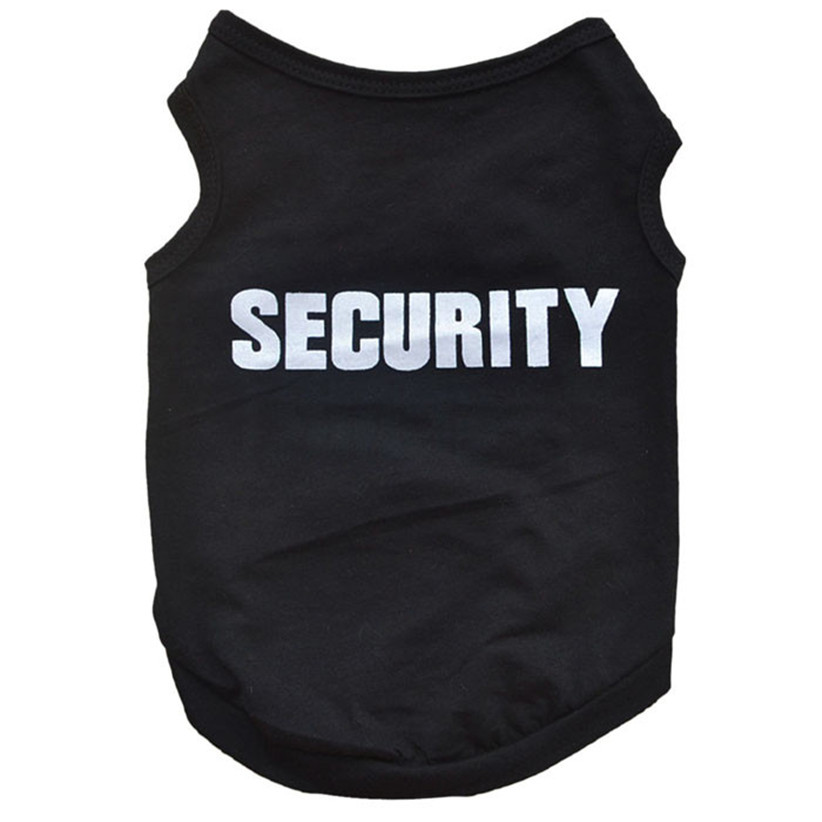 Newly Design SECURITY Black Dog Vest Summer Pets Dogs Cotton Clothes Shirts Apparel July17