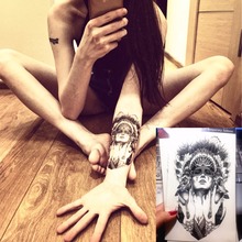 Flash Temporary Tattoo Sticker Indian Warrior 12*20cm Waterproof Harajuku Henna Beauty Summer Style Body Art FREE SHIPPIING