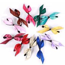 Silky Solid Color Ribbon Black Bottom Cloth Knotted Bow Barrettes Girls Hair Pins and Clips for Women Headwear Accessories
