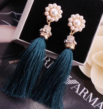 2016 мода перлы цветка престижный каменный кристалл кисточкой длинные серьги для женщин B14 Q1484