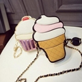Ladies Ice Cream Bags 2016 PU Leather Messenger Bags Small Size Chain Handbags Cake Coin Purse