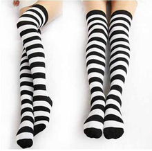 cosplay socks Black and white striped knee socks Lolita maid socks Red and black striped socks