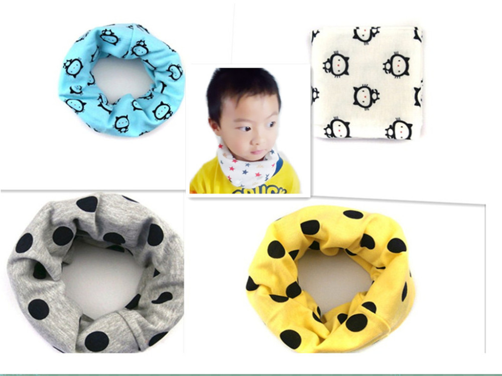 2015 new fashion baby scarf children collar spring new design cute patterns cotton materials star smile dots child neckerchief