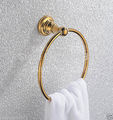 Free Shipping Wholesale and Retail Gold plate Wall Mounted Towel Ring Solid Brass Towel Shelf Towel