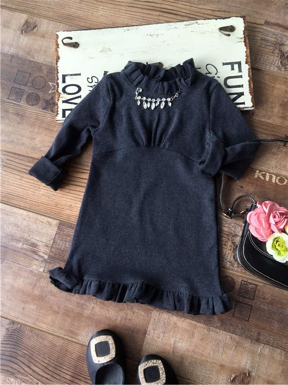 Wholesale (5pcs/lot) 2015 autumn WINTER winter  Korean long design base shirt  for child girl