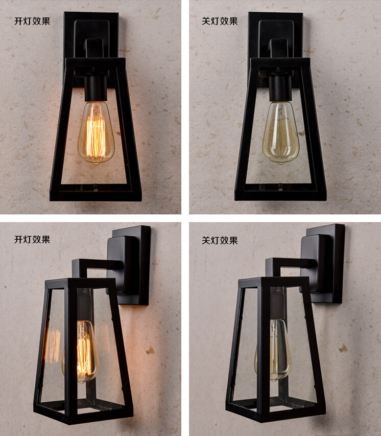 American Industrial Retro Loft Style Iron Glass Wall Lamp Creative Fashion Asile Light Bedside Light Free Shipping