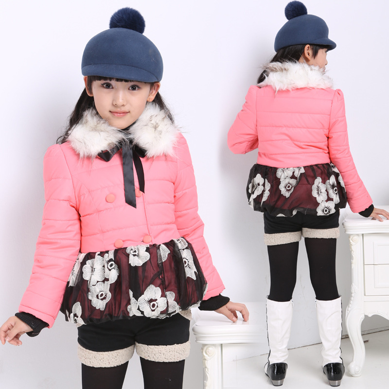 Free shipping Winter new arrival girl brief paragraph princess double-breasted coat girl outerwear children clothing