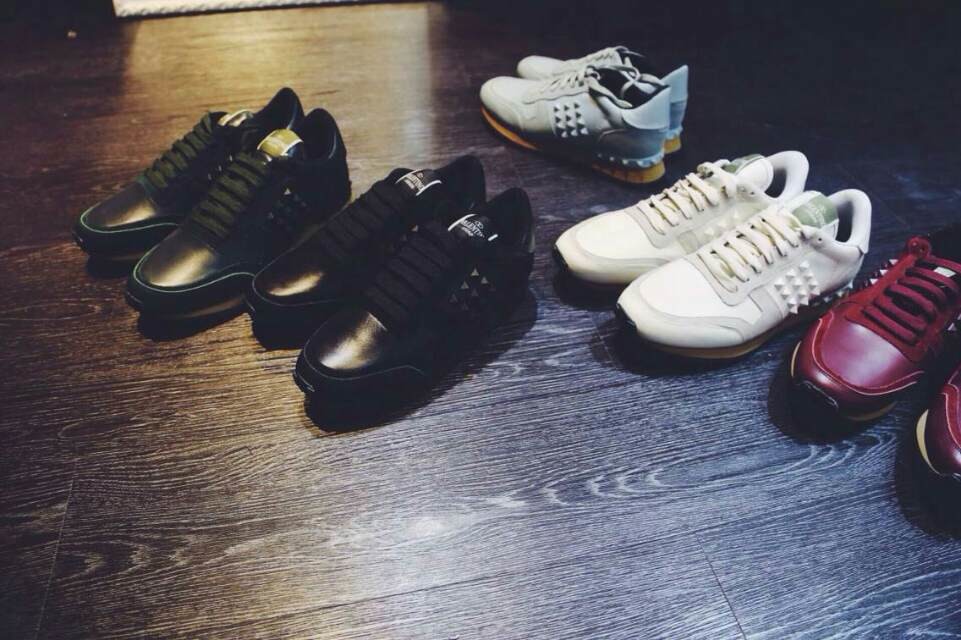 free ship u174 40 41 42 43 44 genuine leather rock stud sneakers