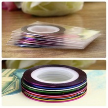 new fashion 10Pcs/set Mixed Colors Nail Rolls Striping Tape Line DIY Nail Art Tips Decoration Sticker Nails