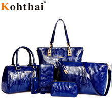 J&C 6 pcs/lot Fashion Stone Pattern Composite Bag Women Bag Luxury Handbags Women Bags Designer Leather Ladies Shoulder FB230