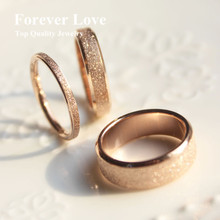 2015 New Design Frosted Surface Lovers Ring Titanium Steel Rose Gold Plated Fashion Jewelry Women Man