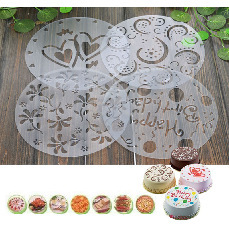 Free Shipping DIY 4 Pcs Round Pattern Cake Cookie Chocolate Cream Sugar Cutter Paste Fondant Sugarcraft Decorating Tools Mold