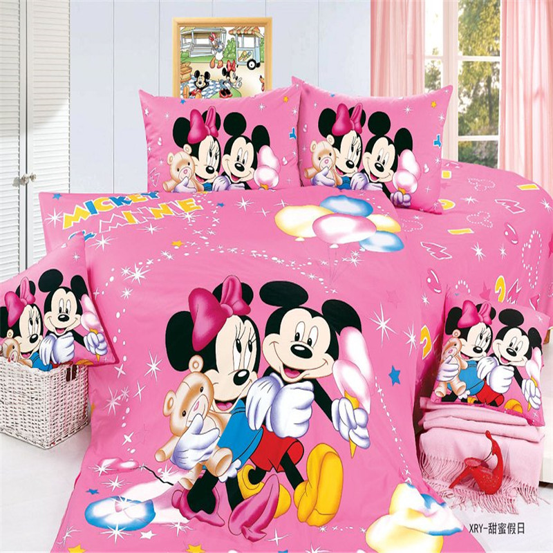 home textile,popular minnie girls 2/3pcs twin single bedding set of duvet cover bed sheet pillow case bed linen set