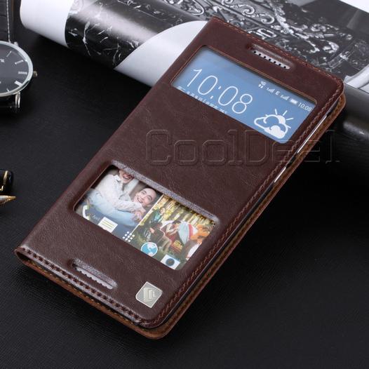 Ultra Thin Genuine Leather Flip Bag Cover For HTC Desire 820 D820U Luxury Touch Screen Window Full Protection Phone Case