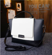 2015 New Hot Women Bags Lady Faux Leather Handbag White amp Black Messenger Bag Purse Tote