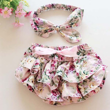 Floral Bloomer Shorts Woolen Baby Ruffle Bloomer with Diaper covered Matching Flower Headbands Newborn Photography Props