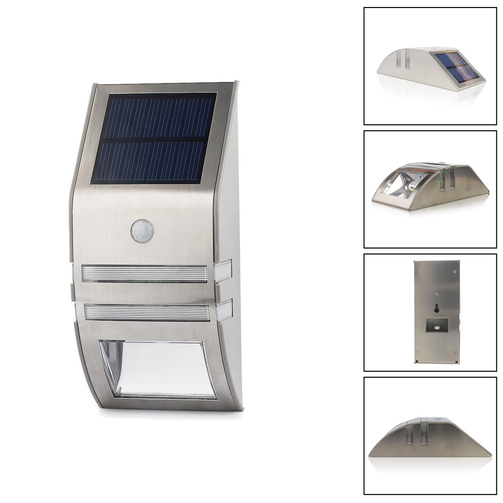Free Shipping Waterproof 2 LED 120LM PIR Solar Motion Sensor Lamp Garden Yard Outdoor Wall Pathway
