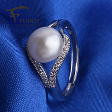 FENNEY 100 natural Pearl rings Drop Shape Natural Freshwater Pearl s925 Silver ring Free Shipping
