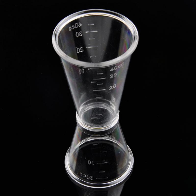 0-20cc ml 0-40cc Cocktail Wine Jigger Double Clear Plastic Shot Glasses Drink Measure Cup for Bar Party Kitchen Tool