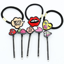New Fashion Lovely Hair Pins and Clips Cartoon Patterns Elastic Hair Rubber Bands Girls Fashion Headwear Accessories for Women