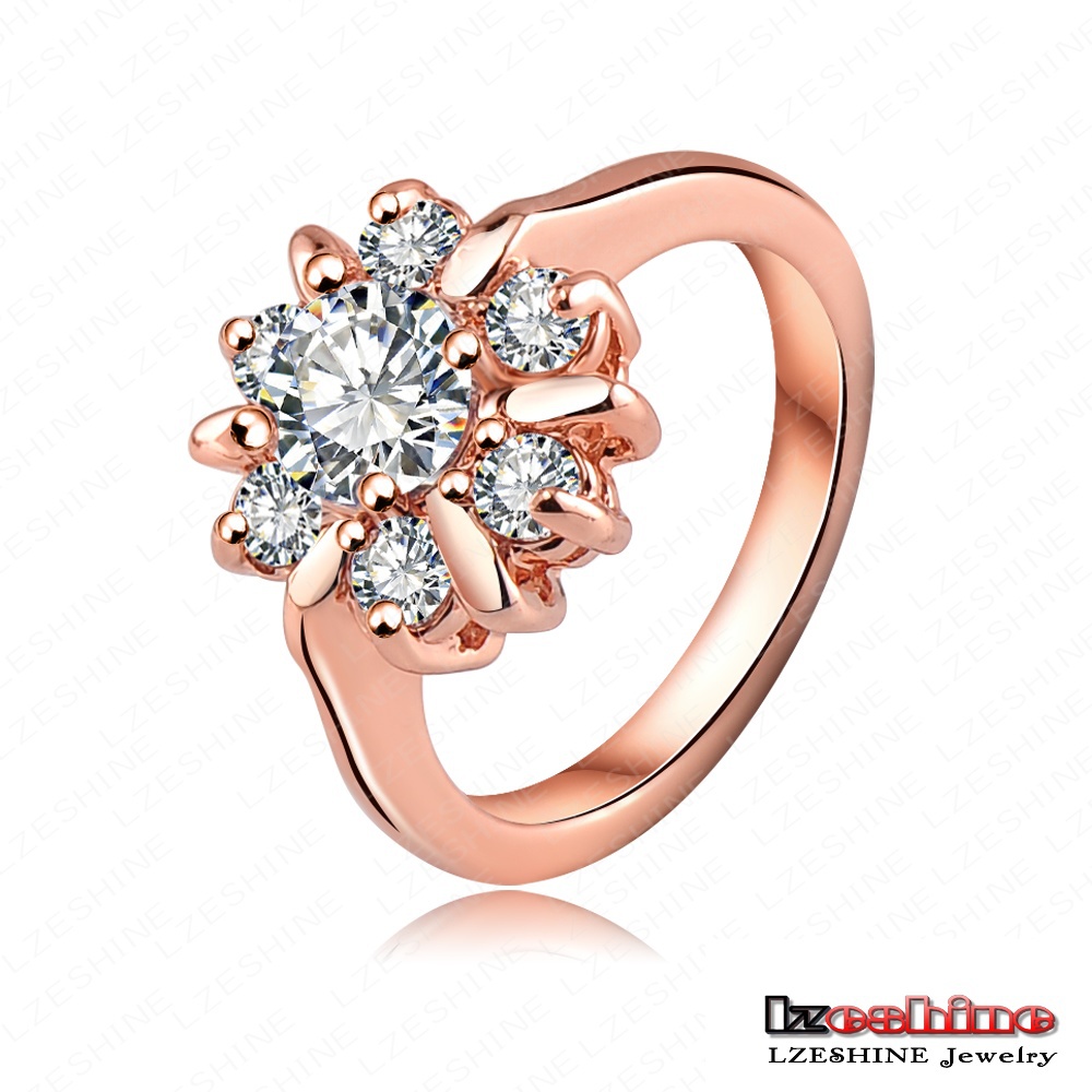 ... GoldPlatinum Plate Austrian Crystal Flower Ring Women Wedding Rings