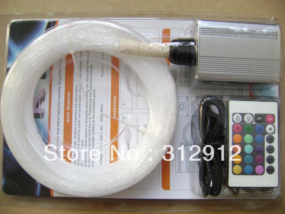 Фотография 200pcs 0.75mm*2m PMMA optical fiber kit with 6W RGB light engine,IR 24key remote;model:FRP-03