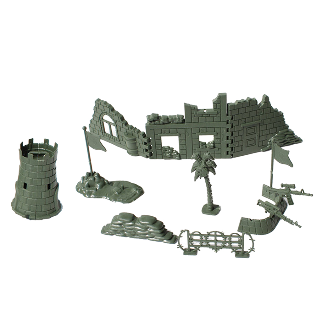 Satz von 10PCS Military War Game Modell Playset Toy Soldiers Tent Grün 