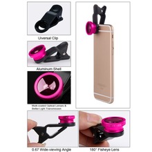 Detachable Universal 3in1 Clip Lens Kit 180 Degree Fish Eye Wide Angle Macro Lens for iPhone