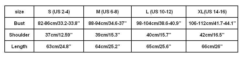 YY1111 SIZE CHART