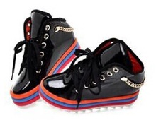 France brand Isabel Marant women shoes Genuine Leather Colored soles Chain Decorative women platform sneakers have
