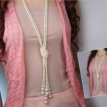 1pcs 130cm (51 inch) Long Knotted Multi Simulated Pearl Necklace Women Fashion Chain Accessories Jewelry for Girl