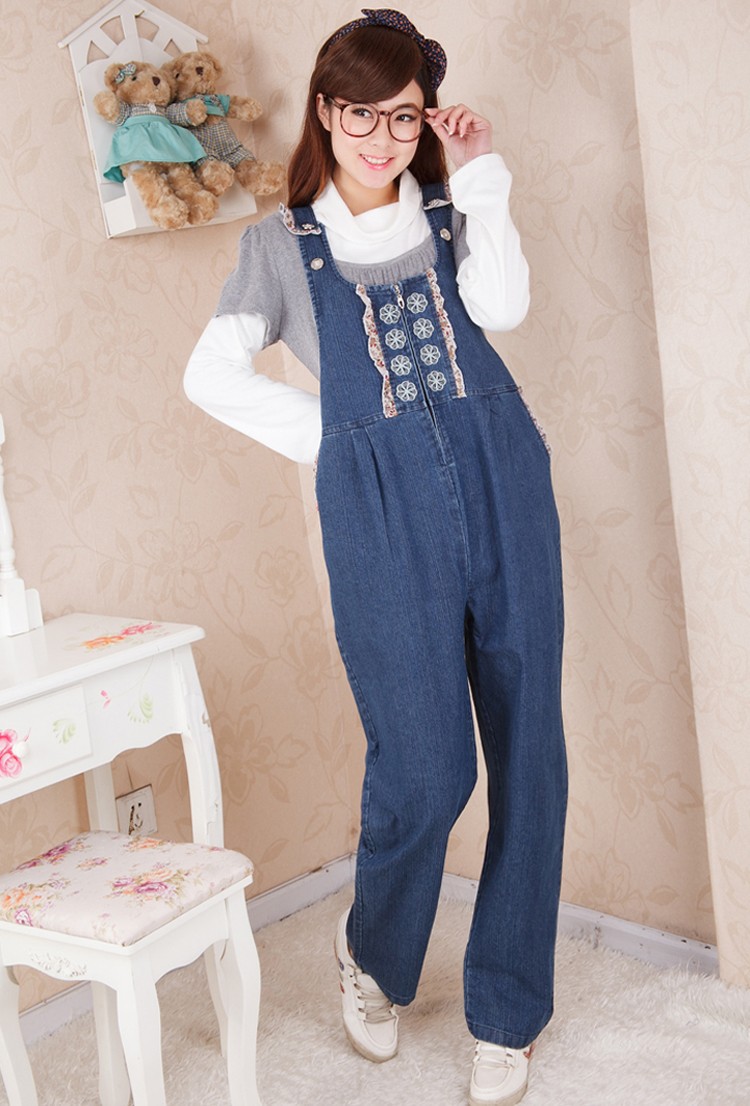 wholesale 1pcs pregnant women overalls spring and autumn fashion and casual full length loose denim maternity women jumpsuit (15)