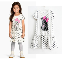 Cat Kitty Kitten Dress for Girls 2016 Fashion Girl Summer Dress Children Kids Polka Dot Dress Soft Cotton Bow Baby Girls Clothes