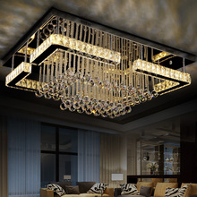 Living room lights rectangle crystal lamp led ceiling light modern brief headlights heterochrosis personality