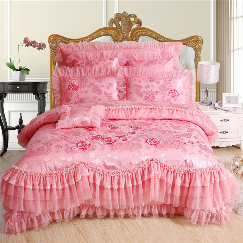 available wedding bedding set romantic bedspread pink/red bed cover ...