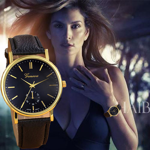 2015 PU Leather strap GENEVA Watches Women Casual wristwatch Dress Analog Qrtzua Watches relogio feminino montre