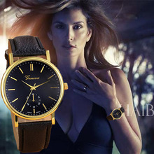 2015 PU Leather strap GENEVA Watches Women Casual Analog Quartz wristwatch Dress Watches relogio feminino montre montre femme